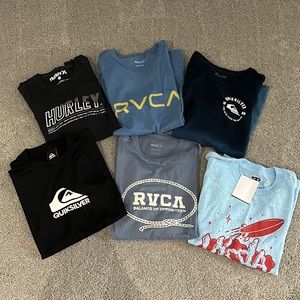 6 boys tshirts mixed brands , RVCA, Hurley, quiksilver, Vissla size M, L